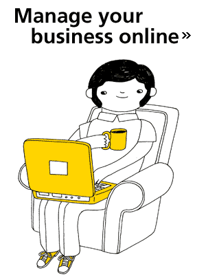 Image - in an armchair with computer - manage your business online