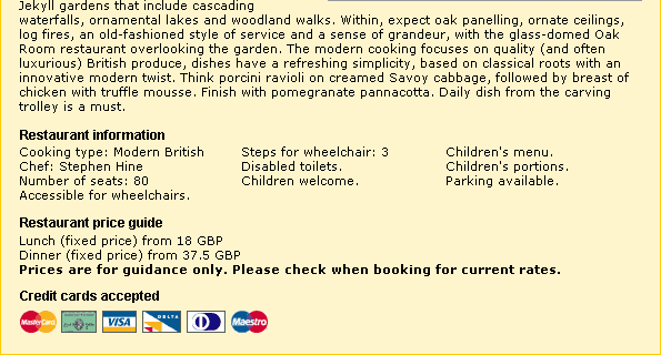 AA restaurant example