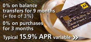 AA Credit Card - 0% on balance transfers for 9 months (plus 3% fee)