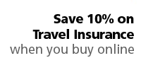 Save 10% on Travel Insurance, when you buy online
