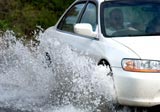 A car coping with flood water
