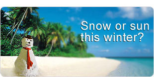 AA Travel Insurance - Snow or sun this winter? (Image: a snowman on a beach)