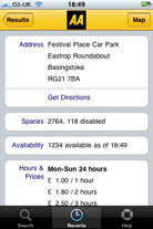 AA Parking app screenshot