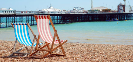 Deck chairs on beach