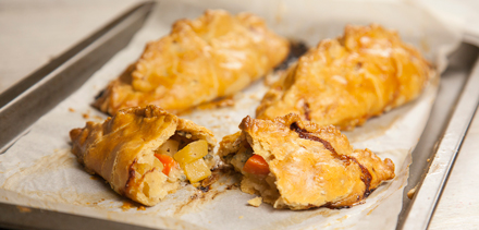 Root vegetable and blue cheese pasties
