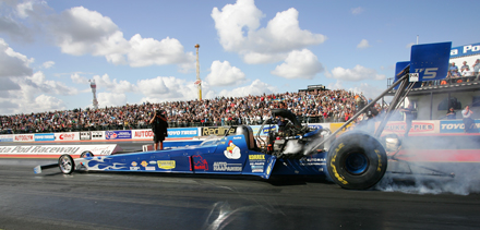 Burning rubber at Santa Pod