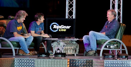 James, Richard and Jeremy presenting Top Gear Live