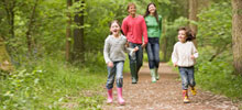 A family out on a spring walk