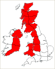 Sleet and snow across Northern areas of England, Ireland and into Wales