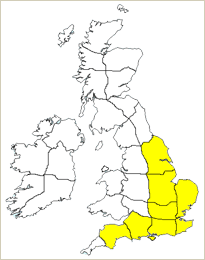 Wintry showers across parts of the east and south of England
