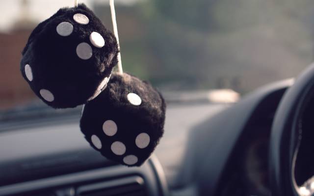 Fuzzy dice windscreen