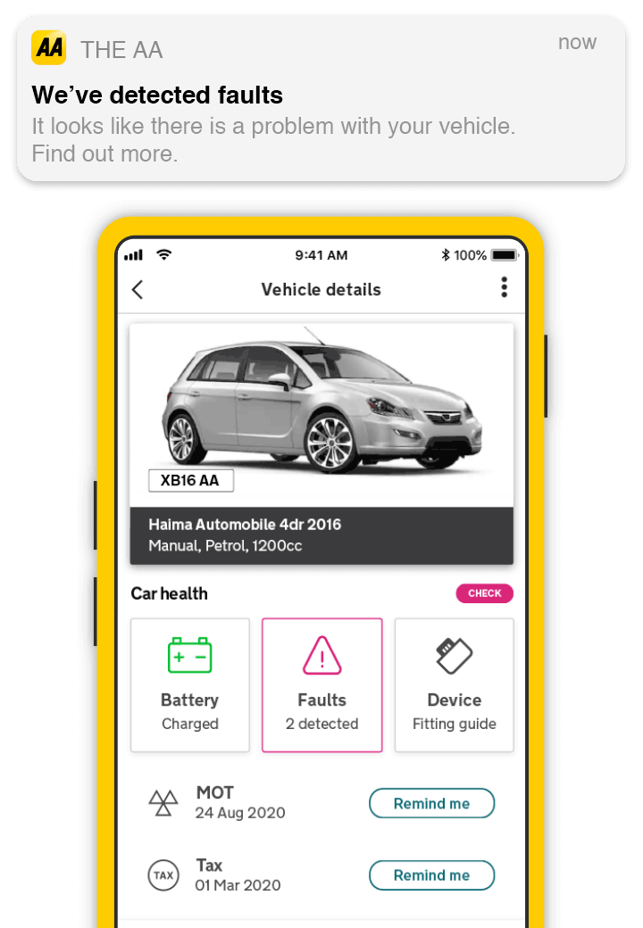 Smart breakdown push notification