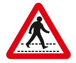 Zebra crossing triangle warning sign