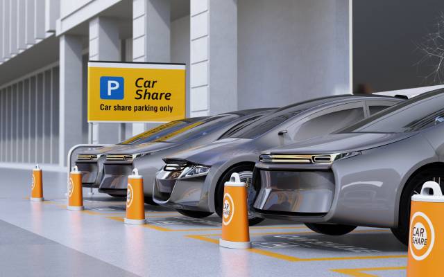 futuristic car share parking