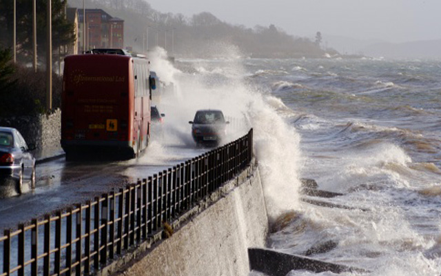 Storms sea wall road
