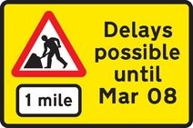 yellow roadworks sign
