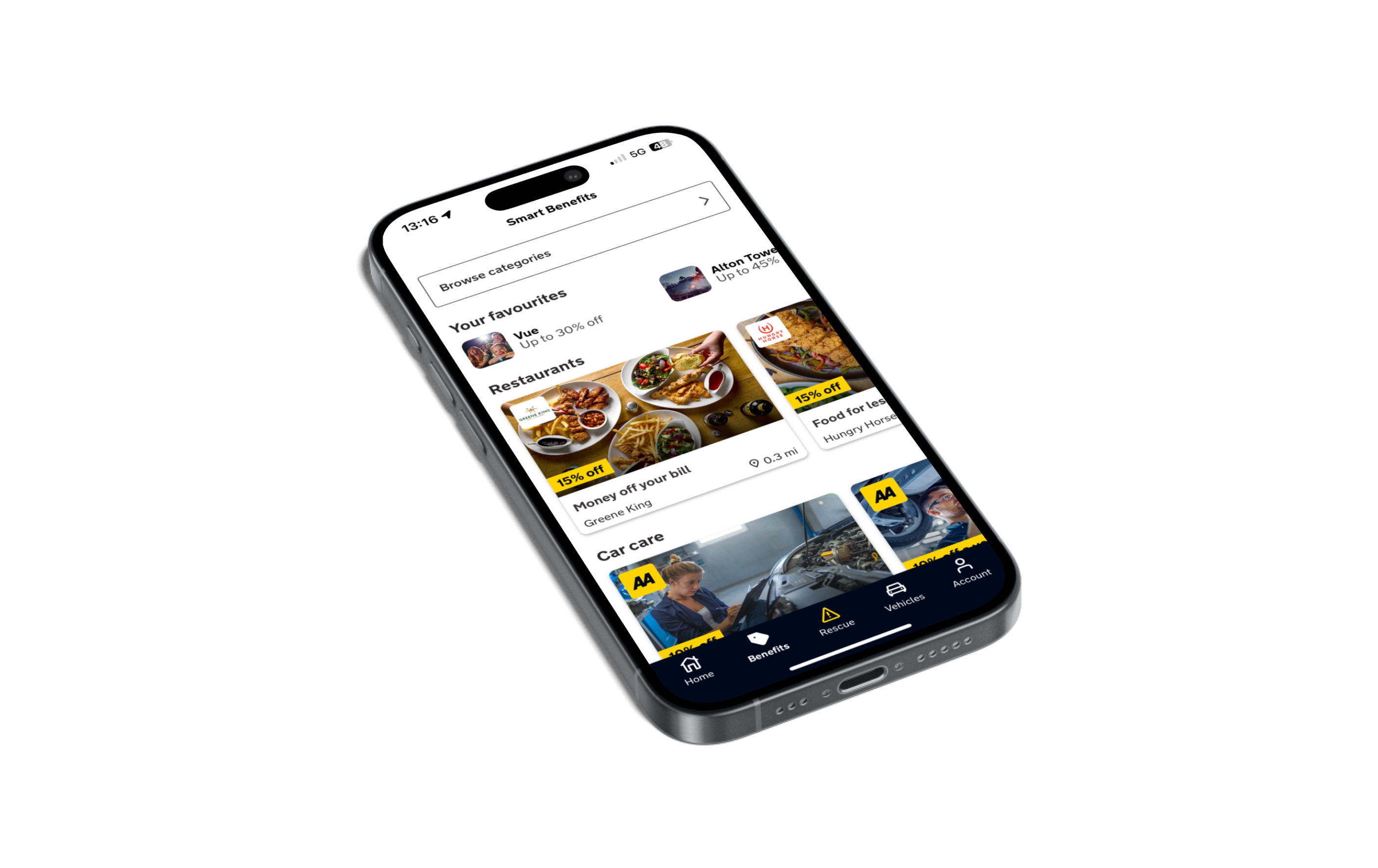 Smart benefit landing page image smart benefits displayed on iphone on the aa app