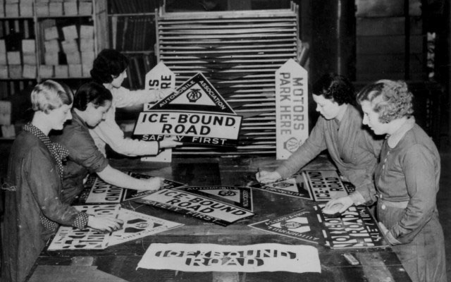 Making signs for ice bound roads, 1935 and 1936