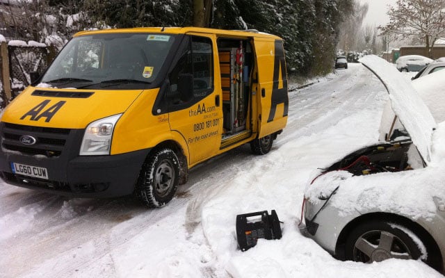 December 2010, AA patrol van in snow