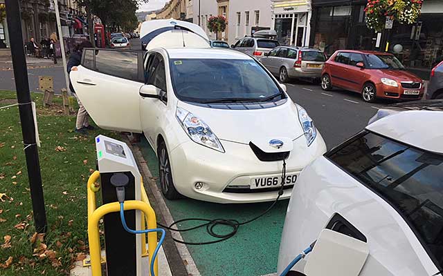 On street charging of an electric vehicle in Cheltenham 