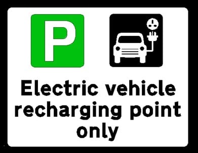 Green ev parking sign