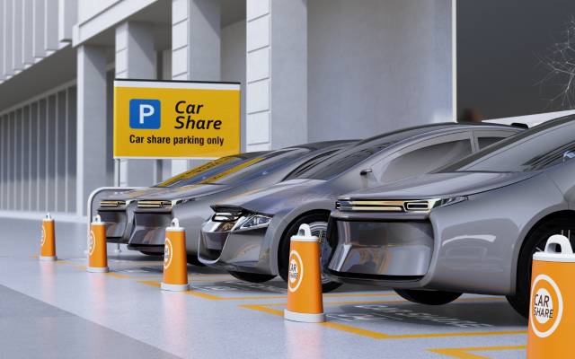 futuristic car share parking