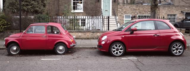 classic and modern fiat panda side by side