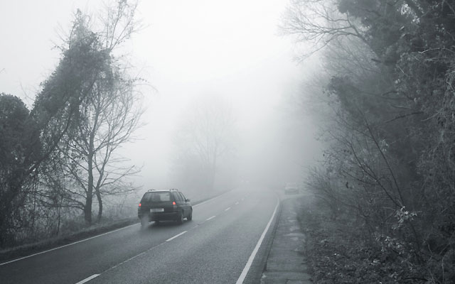 Tips for driving in fog - A Driving on highways or open roads