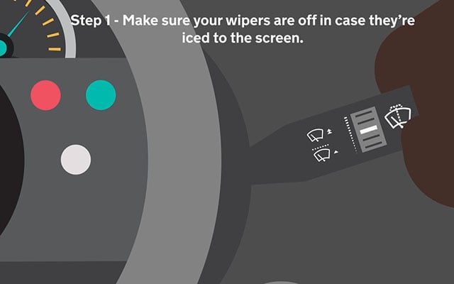 Step 1 - switch off windscreen wipers
