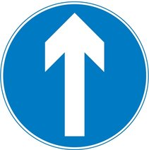 Ahead only - an example of a blue circle road sign
