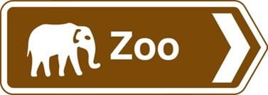 brown tourist zoo sign