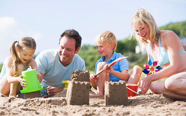 Family on beach