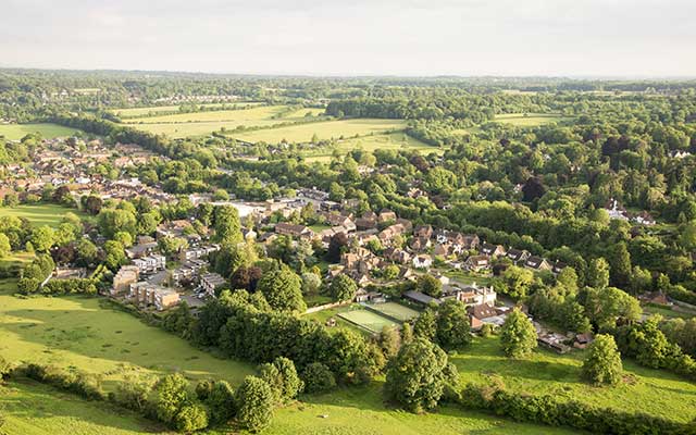 Aerial view of Buckinghamshire landscape