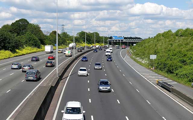 Cars driving on London's orbital motorway 