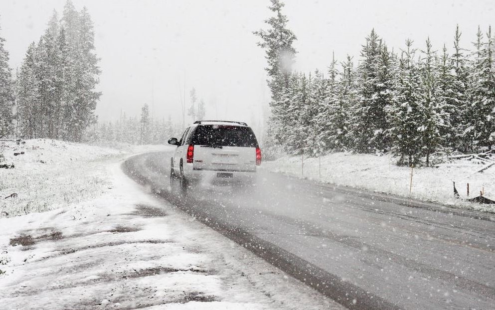 Freezing car in winter