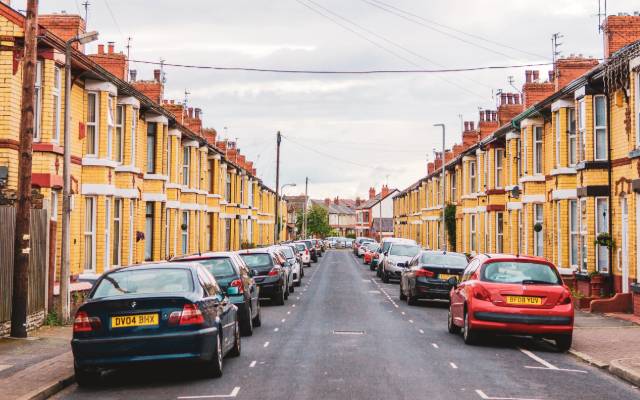 cars parked along residential street