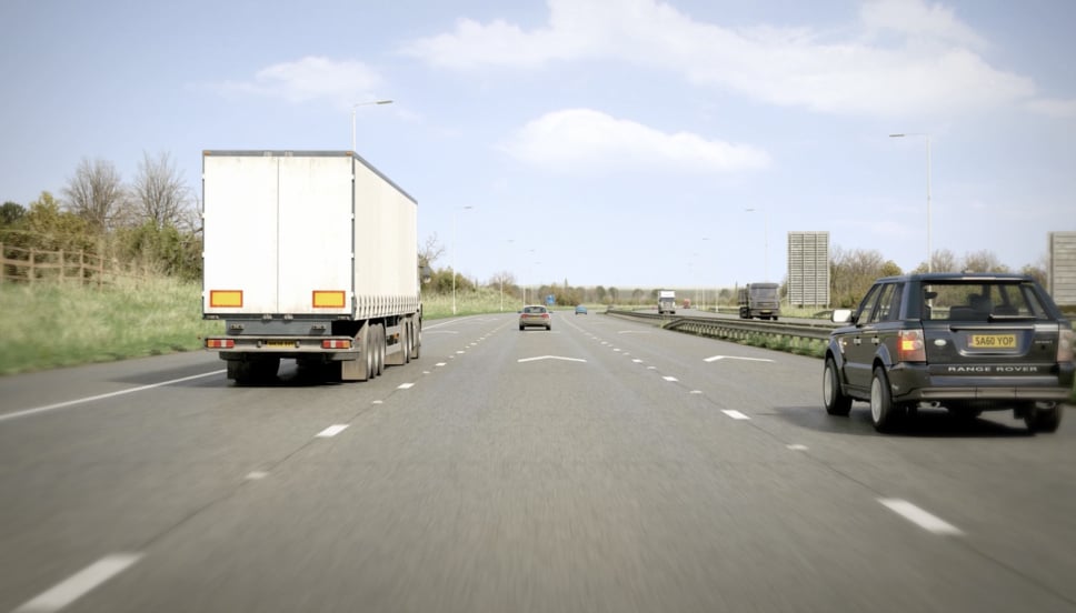 Hazard p A screenshot from a DVSA Hazard Perception test video clip