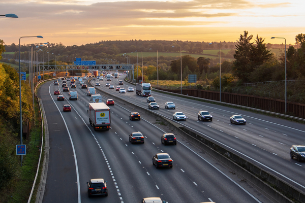 Motorway  with yellow sky 