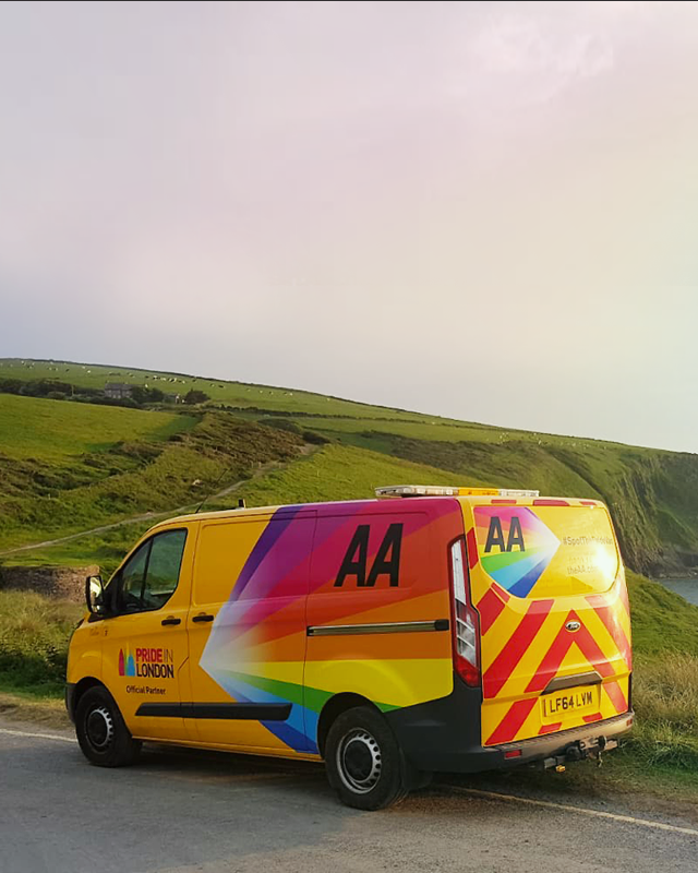 Pride rainbow van mobile
