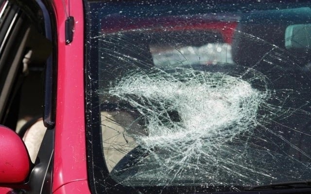 Smashed car windscreen